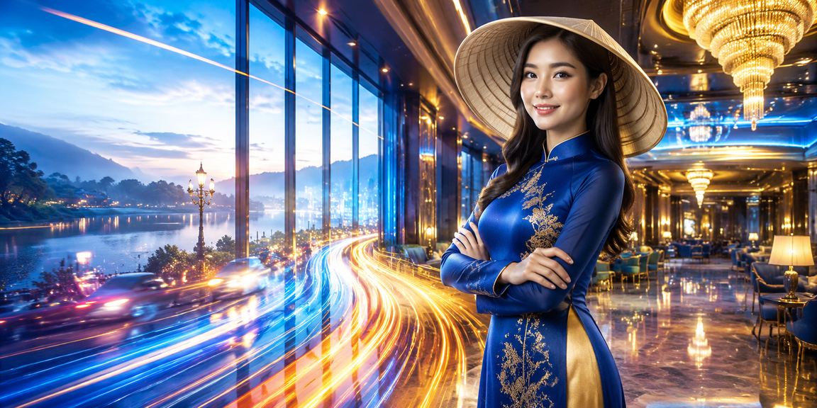 Người dùng Đà Lạt đặt cược trực tuyến với nón lá truyền thống trong không gian thư giãn