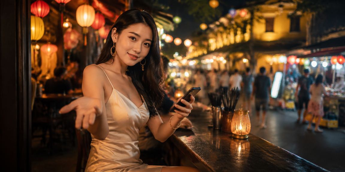 Người dùng kiểm tra chính sách bảo mật trên điện thoại tại Hội An
